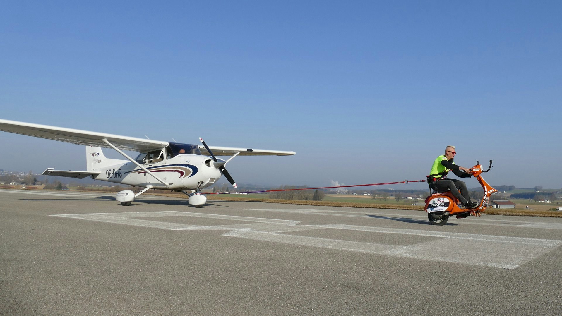 World record attempt: Vespa pulls airplane | Classic Scene Blog Vespa…